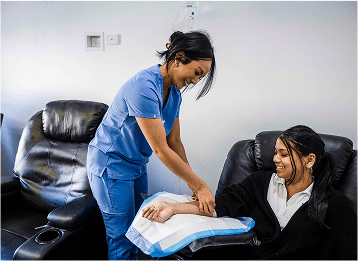 Client about to receive IV treatment at Fresh Treatment