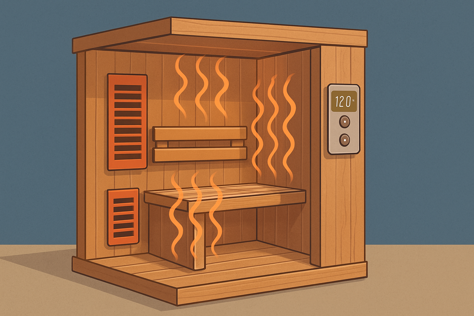 Cartoon image of infrared sauna